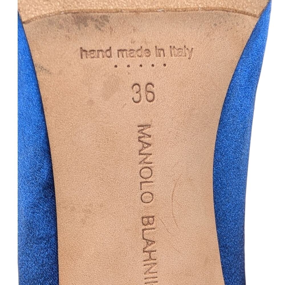 Manolo Blahnik Hangisi 70 Crystal Embellished Pump Heel Cobalt Blue Satin 36 - Picture 9 of 12